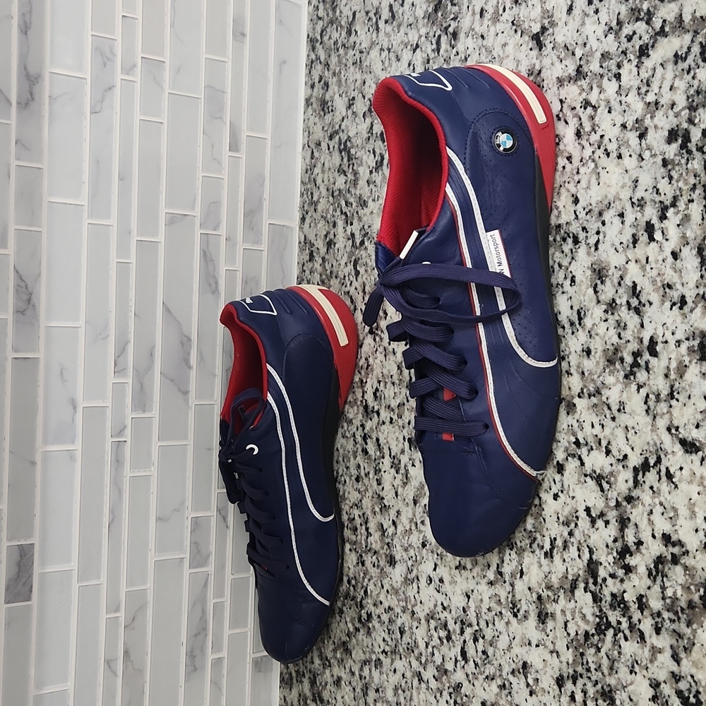 Navy-Blue Puma BMW Motorsports Driving Shoes sz 14 low top leather sneakers - Picture 5 of 7